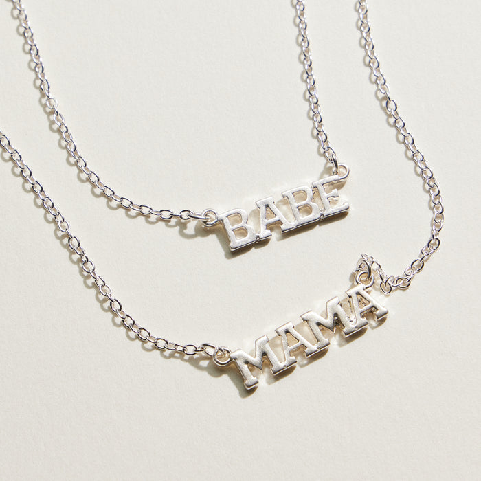 Enamel Mama and Babe Bar Necklace Set | Mama Mini Jewelry
