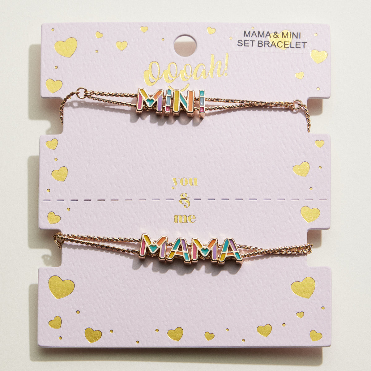 Mixed Colored Enamel Mama & Mini Bracelet Set | Mama Mini Jewelry