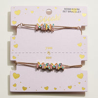 Mixed Colored Enamel Mama & Mini Bracelet Set | Mama Mini Jewelry