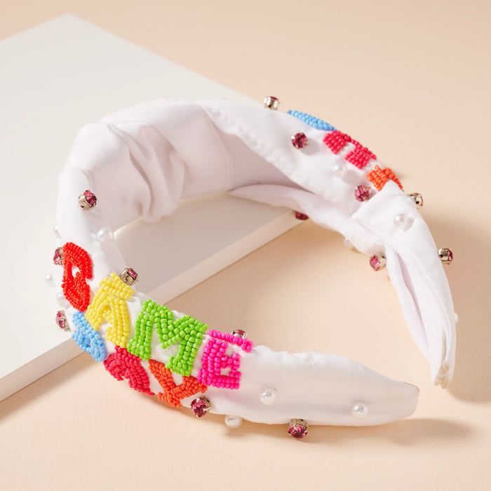 Game Day Seed Beaded Headband