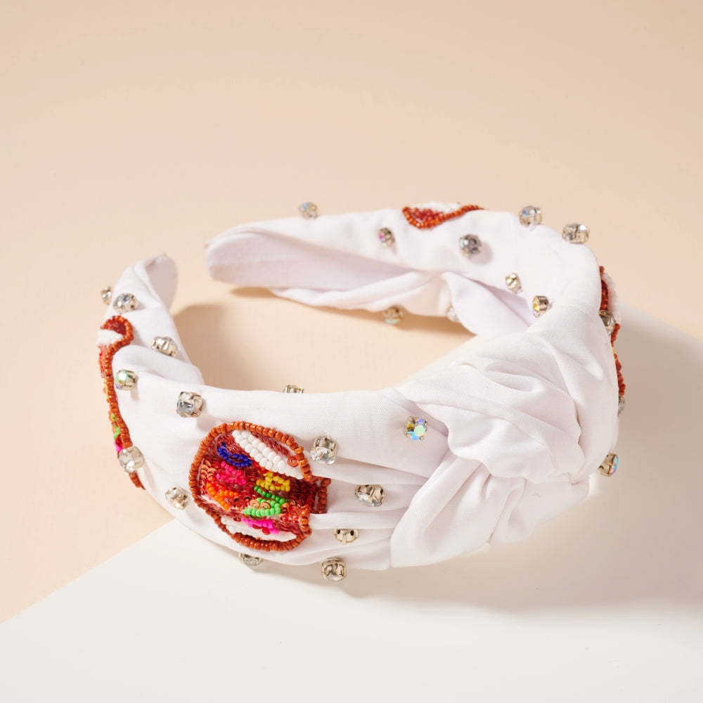 Game Day Seed Beaded Knotted Headband