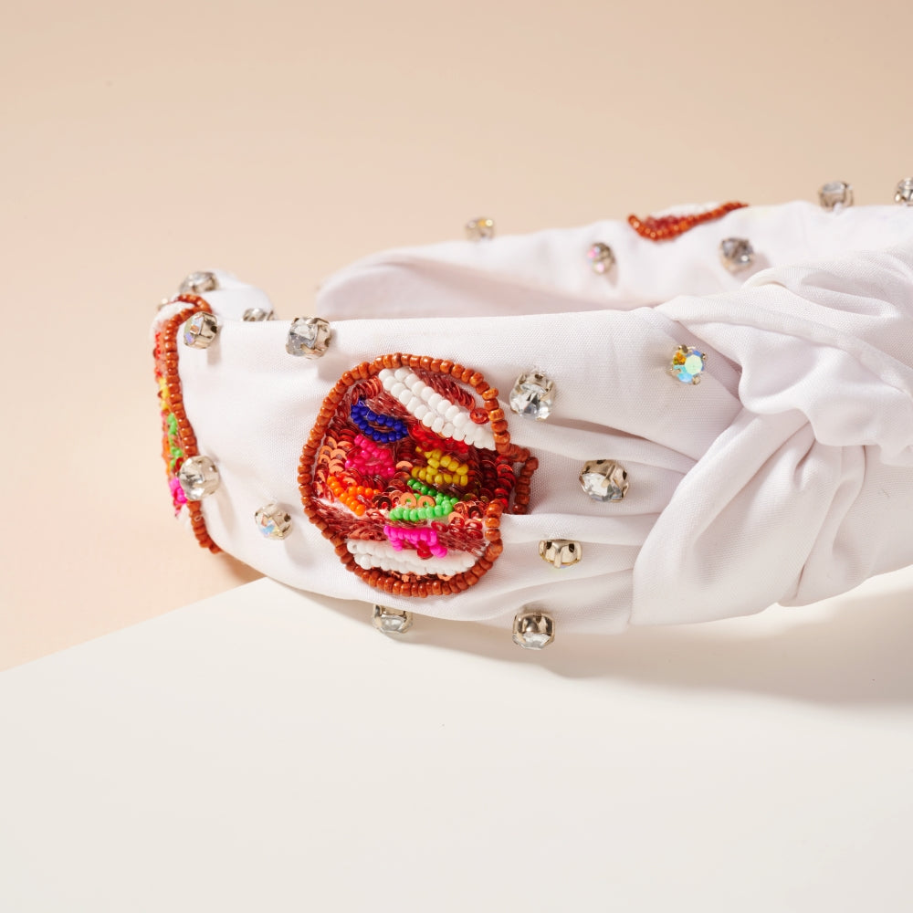 Game Day Seed Beaded Knotted Headband