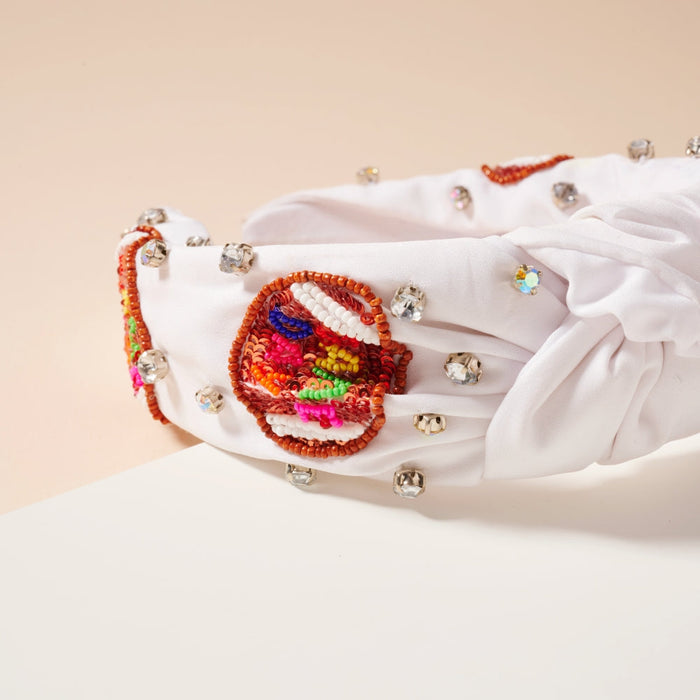Game Day Seed Beaded Knotted Headband