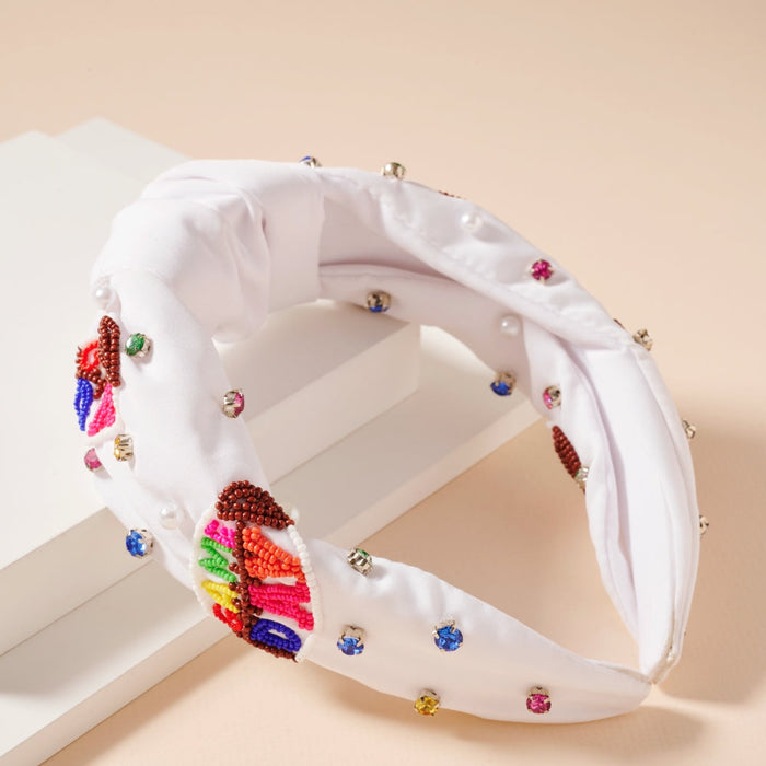 Rhinestones & Seed Beaded Knotted Headband