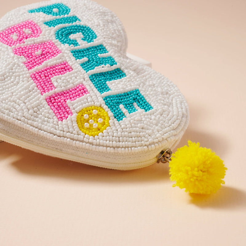 Heart Shaped Beaded Coin Pouch
