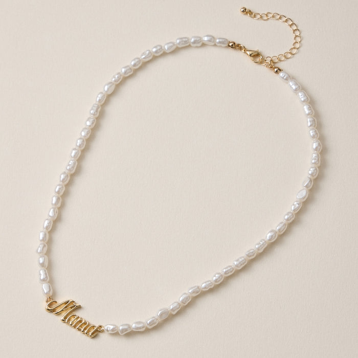 Mama Beaded Pearl Necklace