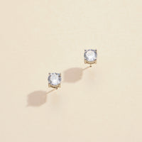 Round CZ Gold Dip Stud Earrings