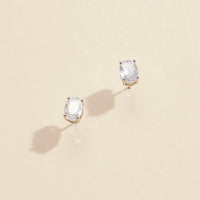Oval CZ Gold Dip Stud Earrings