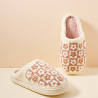 Sherpa Flower Color Block Home Slippers | Cozy Floral Slippers