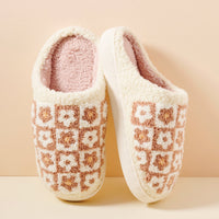 Sherpa Flower Color Block Home Slippers | Cozy Floral Slippers