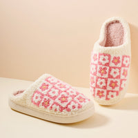 Sherpa Flower Color Block Home Slippers | Cozy Floral Slippers