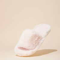 Open Toe Plain Fuzzy Slippers