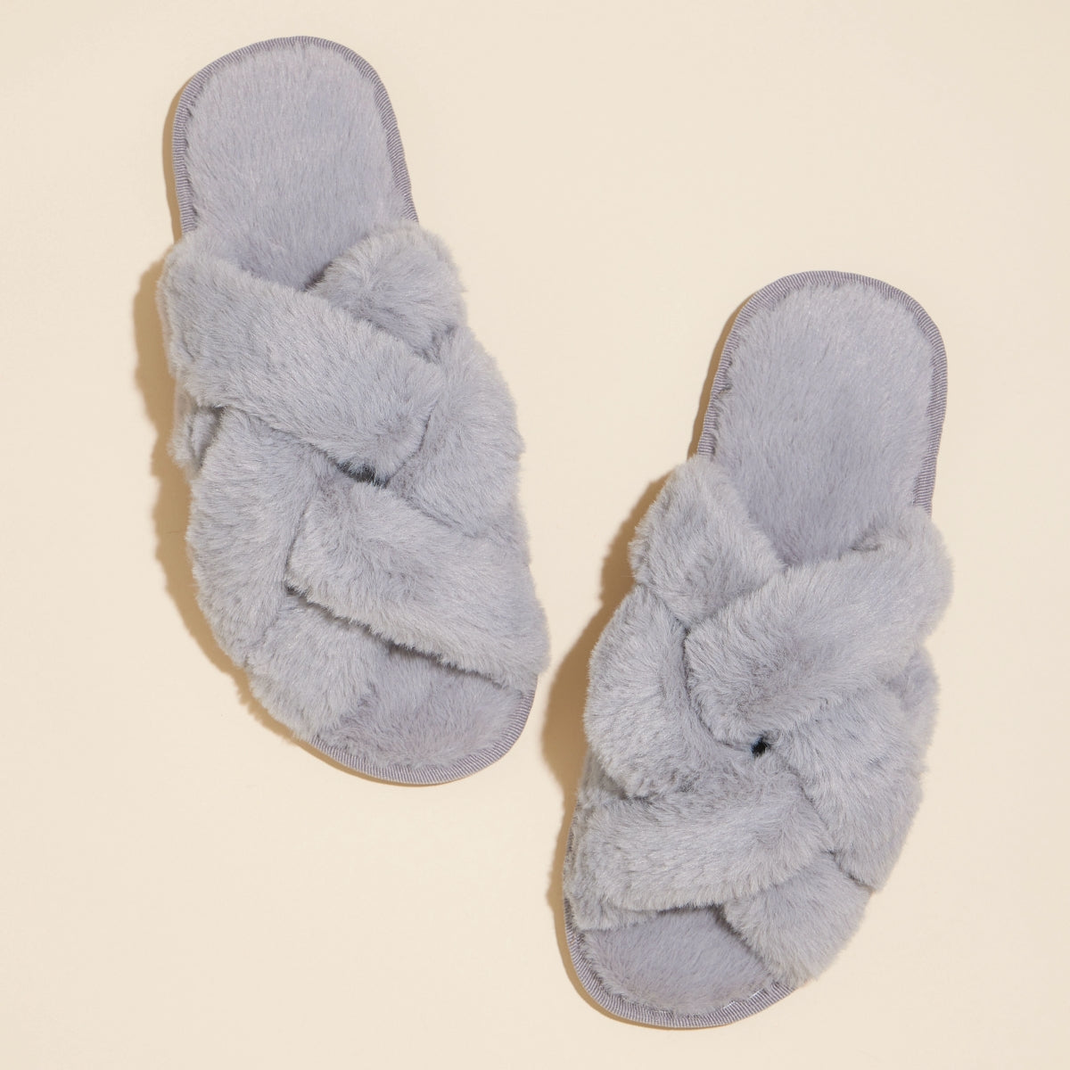 Open Toe Braided Fuzzy Slippers for Christmas Gift