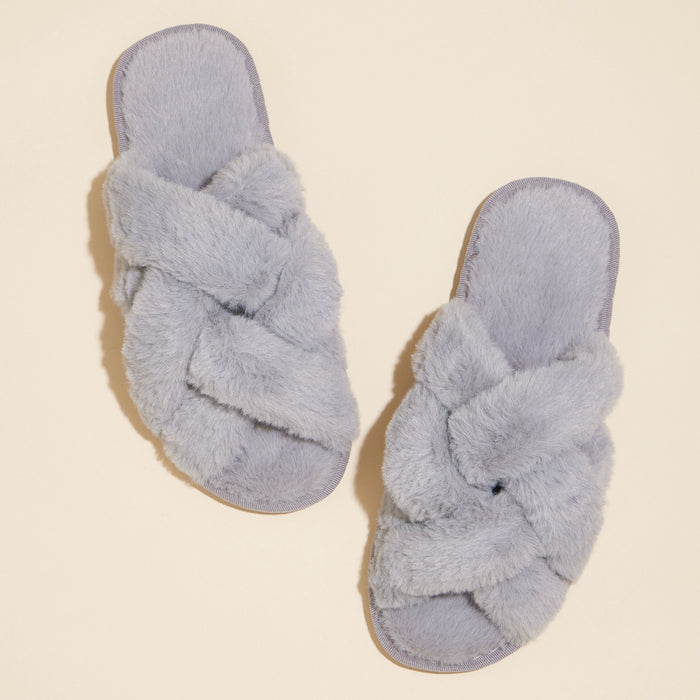 Open Toe Braided Fuzzy Slippers for Christmas Gift