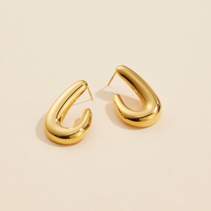 Stainless Steel Sculptural Teardrop Hoop Earrings