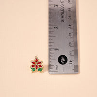 Christmas Green Leaf Enamel Stud Earrings
