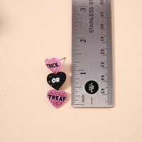 Halloween Trick Or Treat Hearts Dangling Earrings