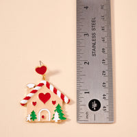 Christmas Gingerbread House Enamel Dangling Earrings