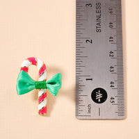 Christmas Candy Cane & Bow Enamel Stud Earrings
