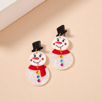 Christmas Snow Man Acetate Dangling Earrings