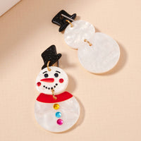 Christmas Snow Man Acetate Dangling Earrings