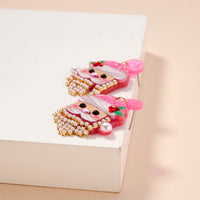 Christmas Santa Claus Rhinestoned Beard Stud Earrings