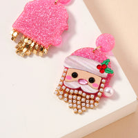 Christmas Santa Claus Rhinestoned Beard Stud Earrings