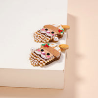 Christmas Santa Claus Rhinestoned Beard Stud Earrings