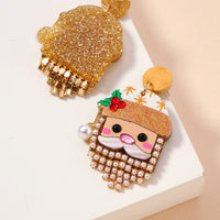 Christmas Santa Claus Rhinestoned Beard Stud Earrings