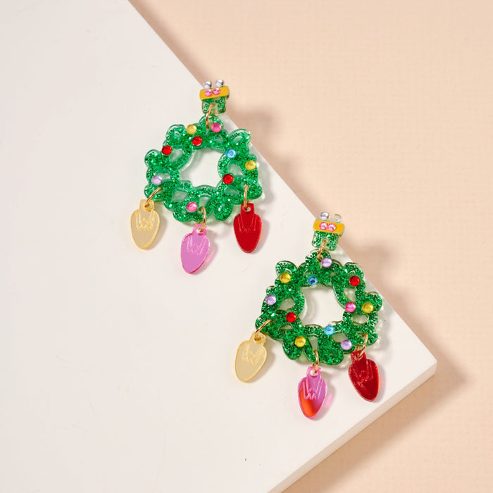Christmas Decor Acetate Dangling Earrings