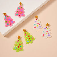 Christmas Tree with Stars Dangling Earrings