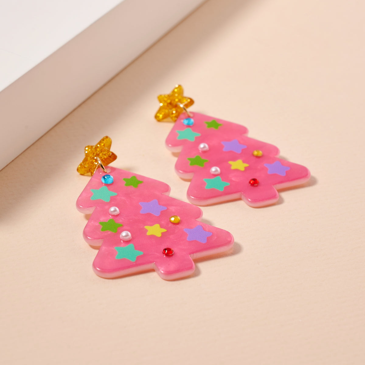 Christmas Tree with Stars Dangling Earrings