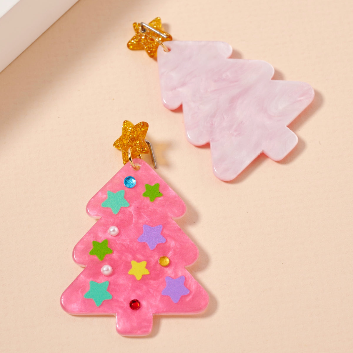Christmas Tree with Stars Dangling Earrings