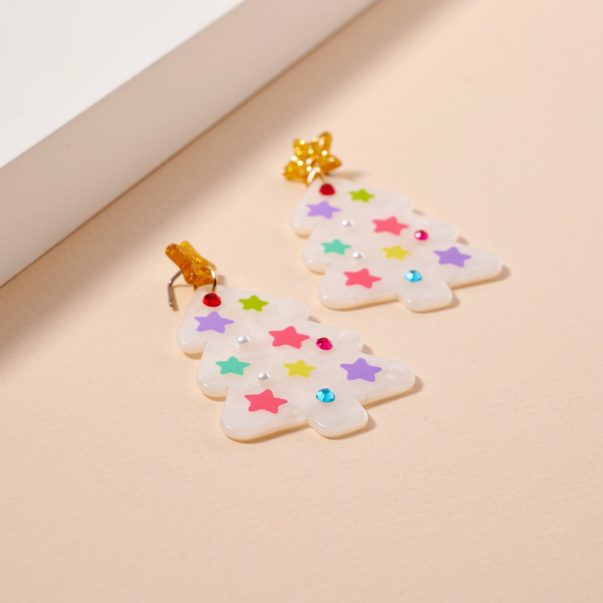 Christmas Tree with Stars Dangling Earrings