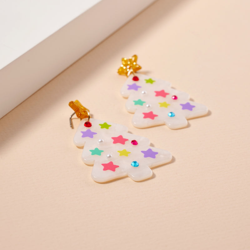 Christmas Tree with Stars Dangling Earrings