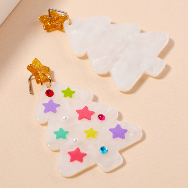 Christmas Tree with Stars Dangling Earrings