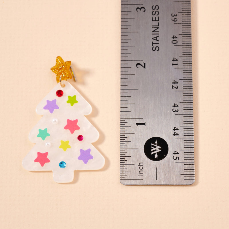Christmas Tree with Stars Dangling Earrings