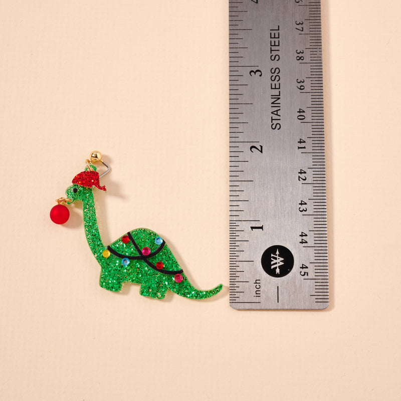 Christmas Dinosaur Dangling Earrings