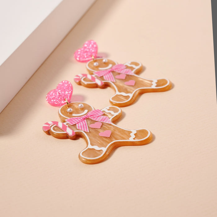 Christmas Gingerbread Man Dangling Earrings