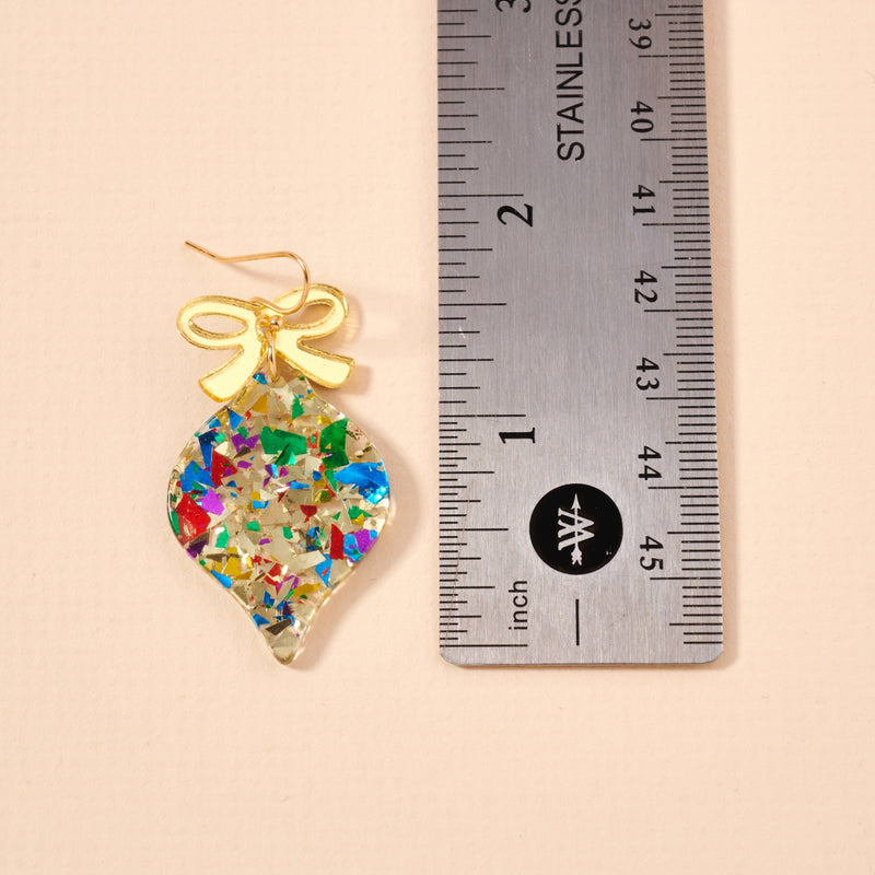 Christmas Ornate Multi Color Dangling Earrings