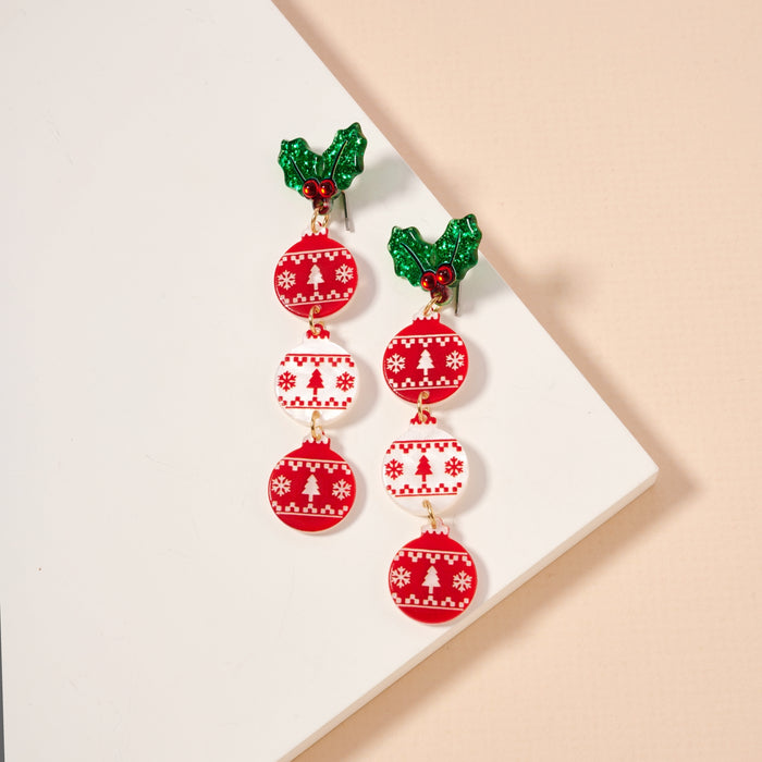 Christmas Tree Balls Dangling Earrings