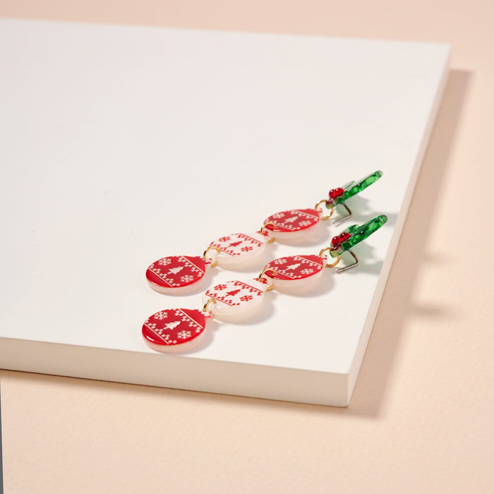 Christmas Tree Balls Dangling Earrings