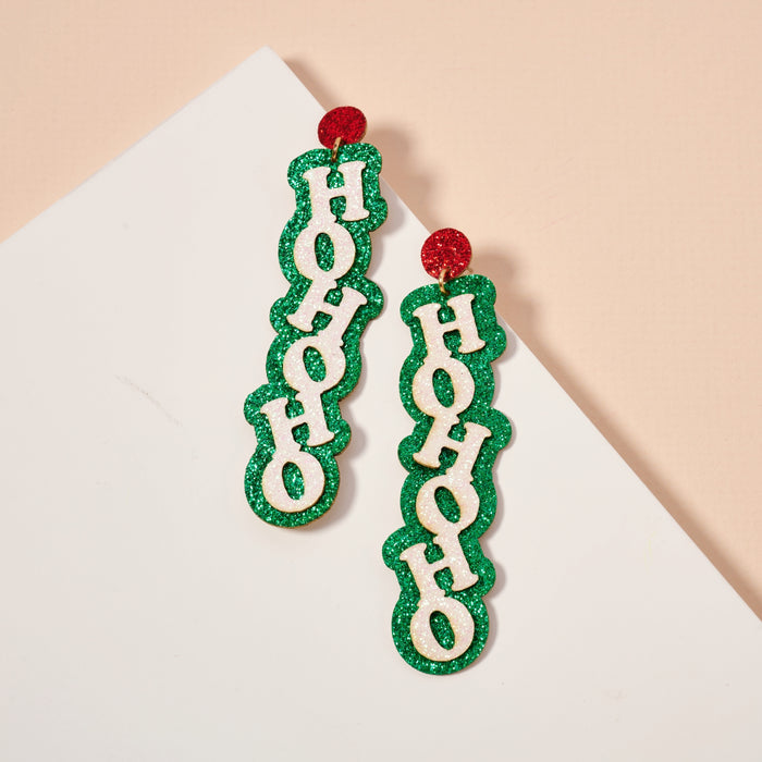 Christmas Ho Ho Ho Dangling Earrings