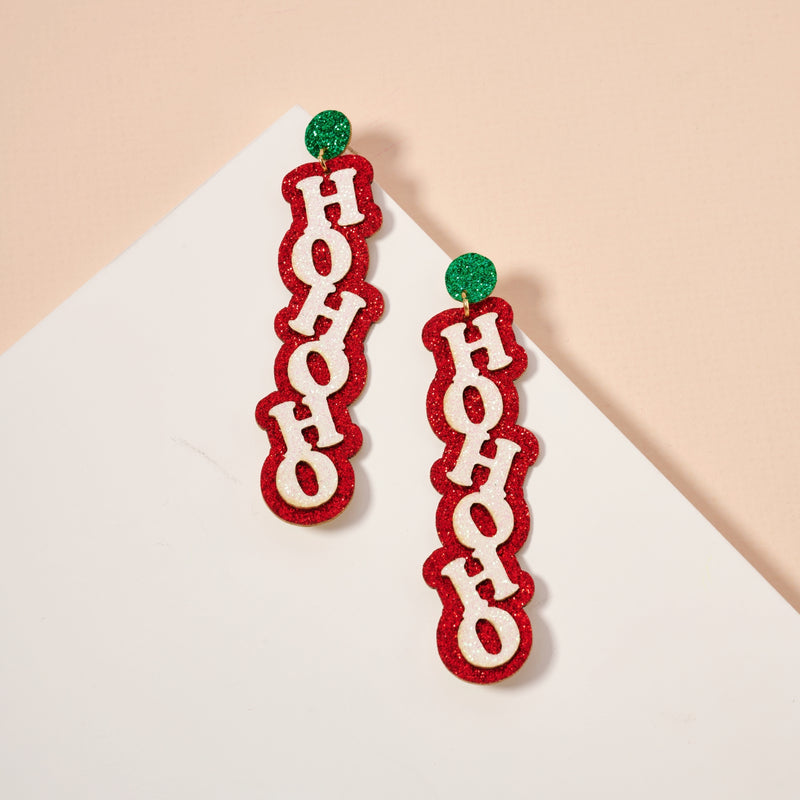 Christmas Ho Ho Ho Dangling Earrings