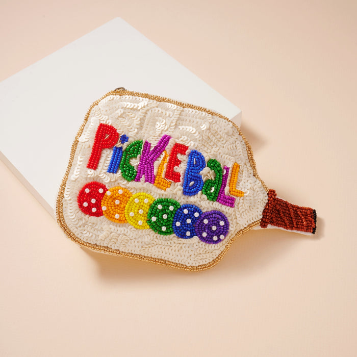 Pickleball Beaded Coin Pouch