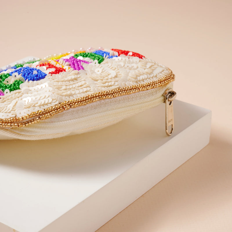 Pickleball Beaded Coin Pouch