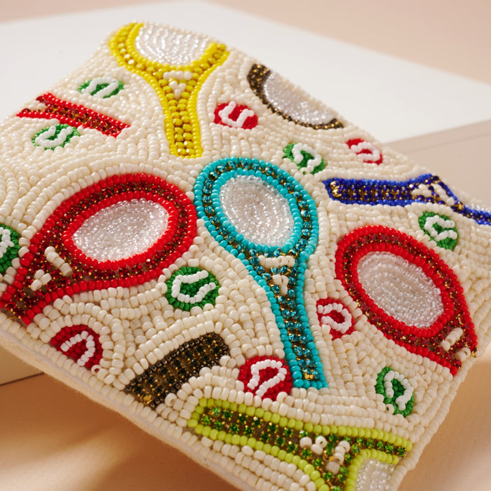 Pickleball Racket Beaded Coin Pouch