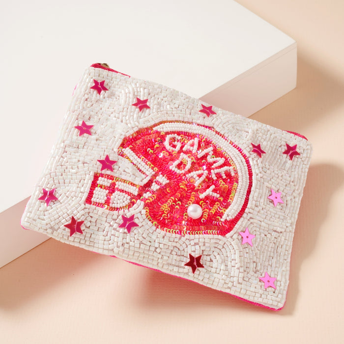 Game Day Star Sequins Beaded Coin Pouch