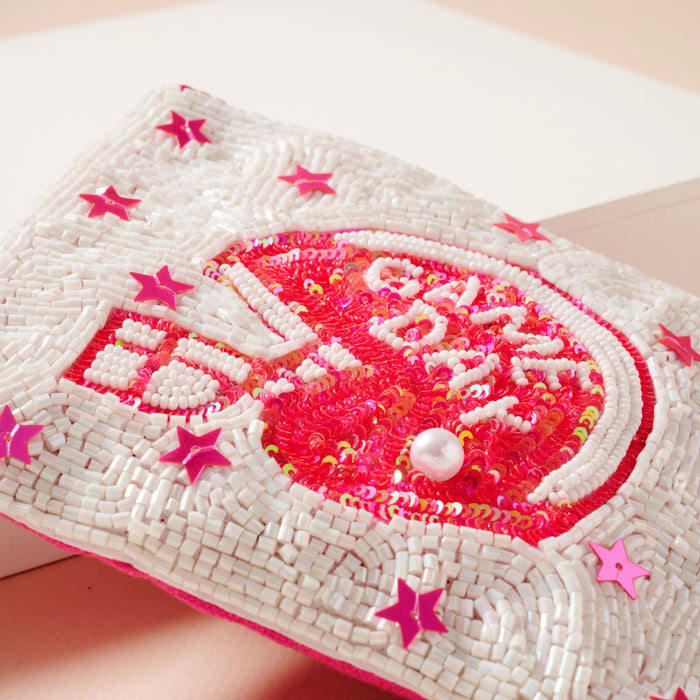 Game Day Star Sequins Beaded Coin Pouch