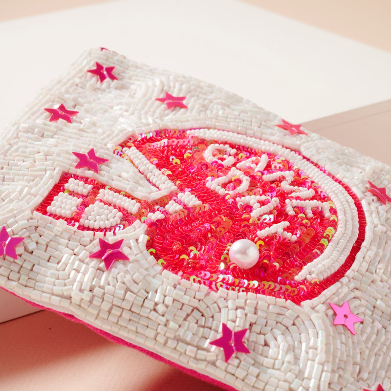 Game Day Star Sequins Beaded Coin Pouch